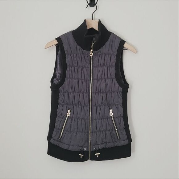Calvin Klein Performance Quilted Vest in Grey & Black with Gold Hardware Size M - Picture 1 of 7